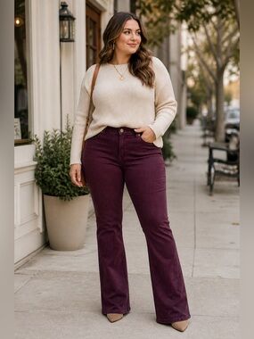 RED HAT SOCIETY Vintage Plum Mid Rise Bootcut Jeans Sz 14 Made in USA Stretch